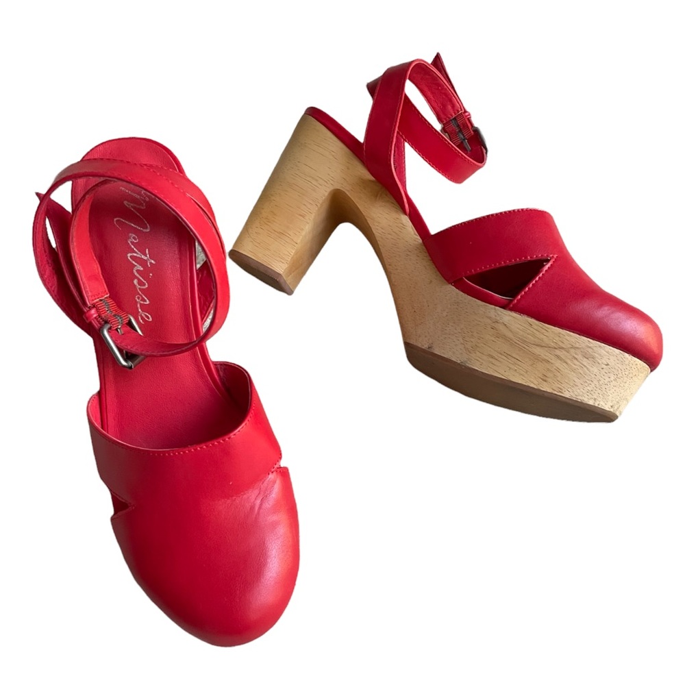Matisse Free People Red Vegan Leather Heel Platform Clogs 10